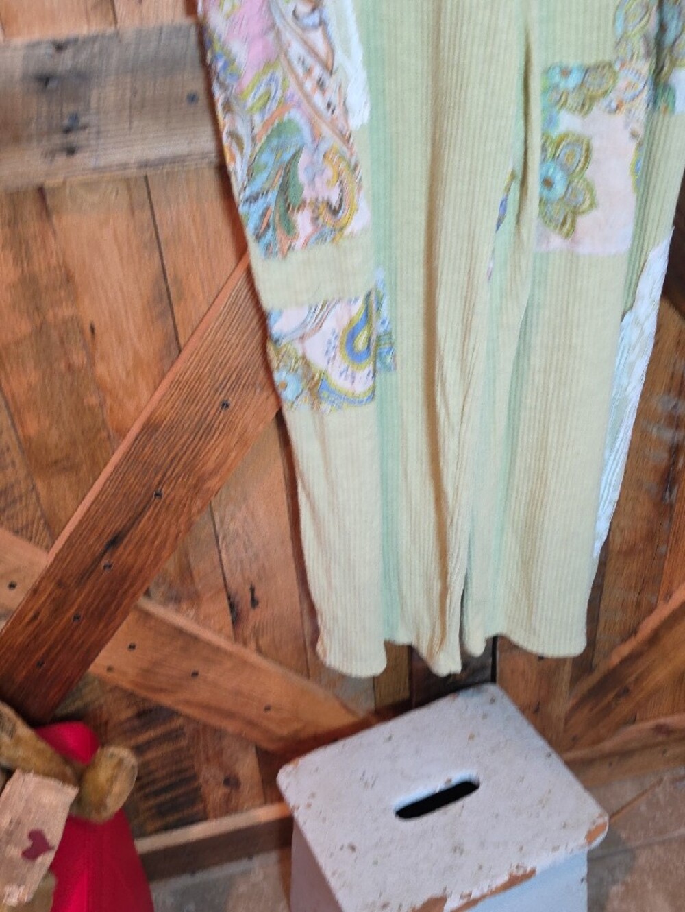 177p POL Light Green Paisley Patchwork Sleeveless Romper Jumpsuit - Picture 6 of 14